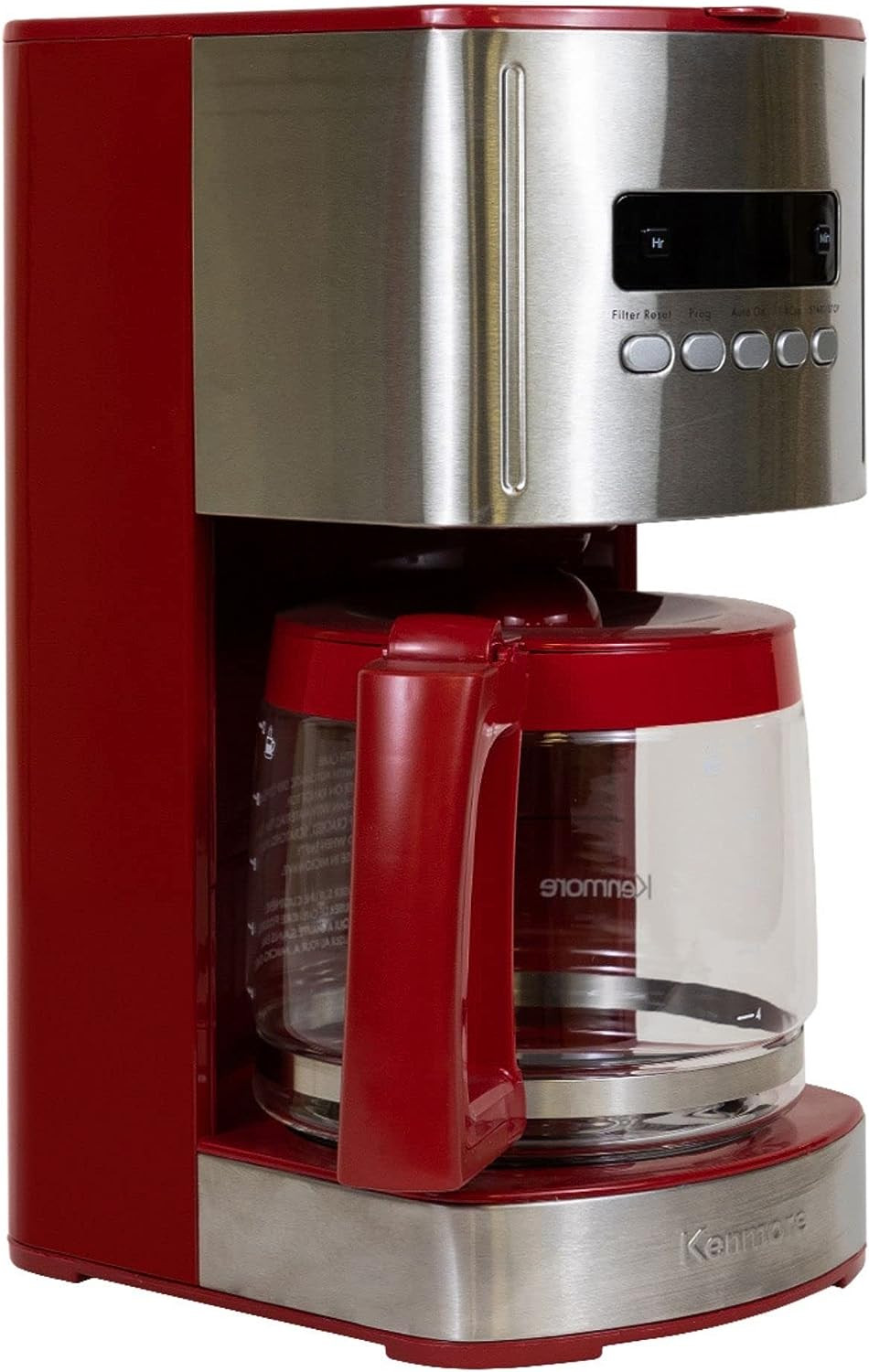 With Glass Pot & Reusable Filter, Red
