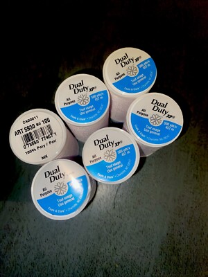 6 Spools Coats & Clark Dual Duty XP 500 Yard  All Purpose Sewing Thread - White