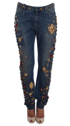 DOLCE & GABBANA Jeans Dark Blue Washed Cotton Skinny Denim IT44