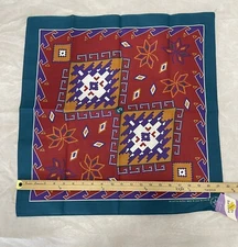 Vtg Novelty Bandana  Aztec Desing Blue Red & Purple RN16463 Made In USA New
