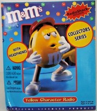 M M Yellow Collectors Radio AM FM Headphones NIB Radio Shack