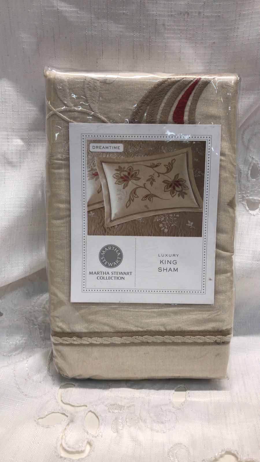 replacement martha stewart outdoor furniture on Martha Stewart Dreamtime King Pillow Sham Cream Red Tan Embroidery Pillow Shams Bedding