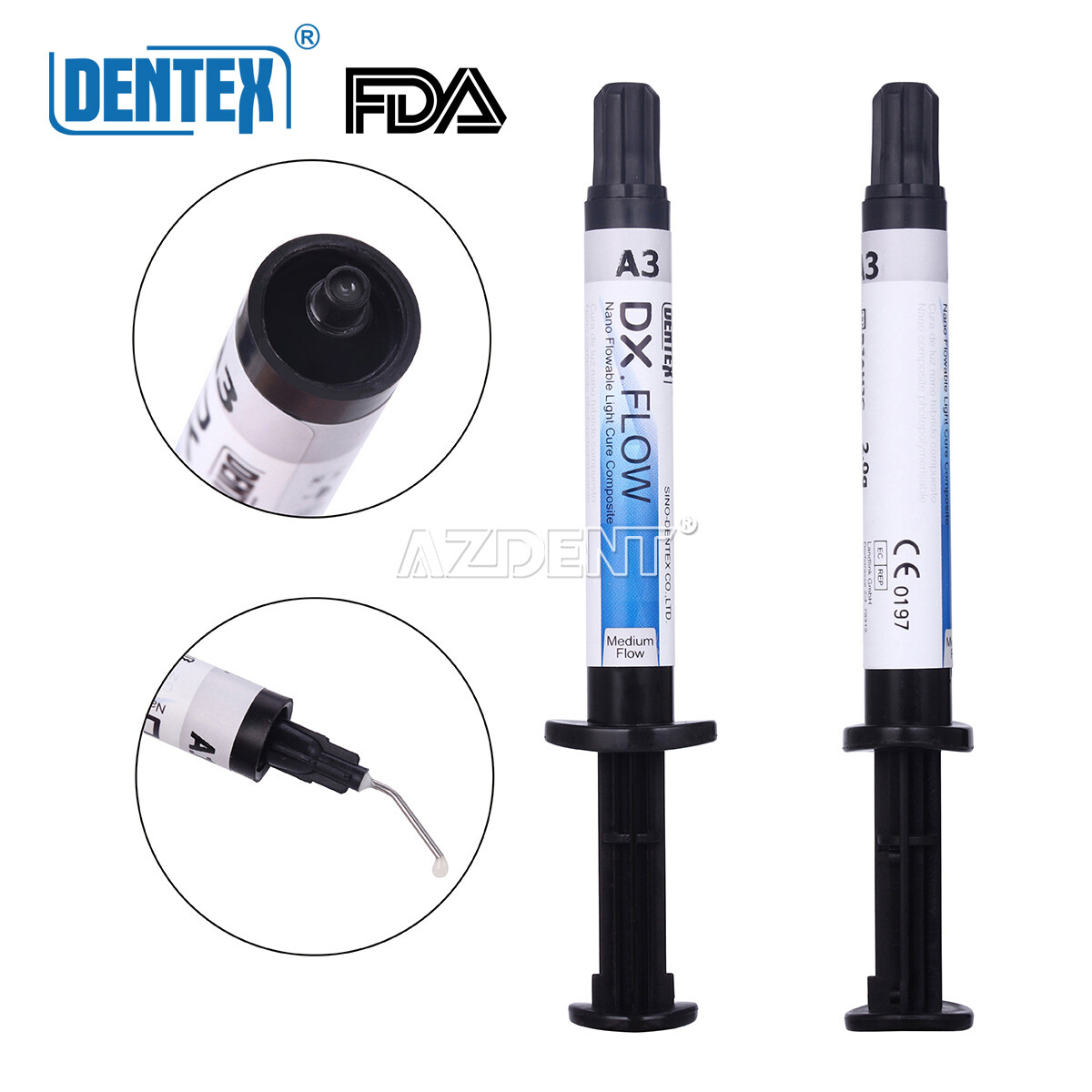 Dental Resin Medium Flow Flowable Light Cure Composite A3 DX.FLOW DENTEX 3g/PCS