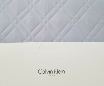 Calvin Klein Embroidery Silver / Blue Queen Quilt NIP