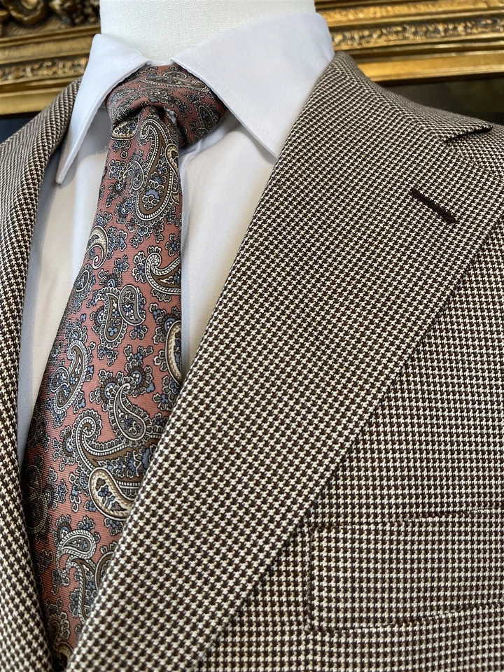 Blazer Chaqueta Deportiva Harold Powell 42L 100% Bambú Marrón Cuadros Pequeños 3Btn Nuevo con Etiquetas Foto 3 de 4