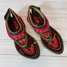 Girl  s Punjabi Jutti Sandals Wedding Flats Shoes Thong - see measurements
