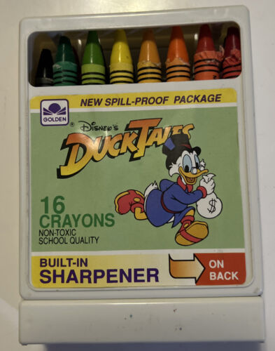 Vintage Duck Tales 16 Crayons w/Built-In Sharpener Disney/Golden Books. Used