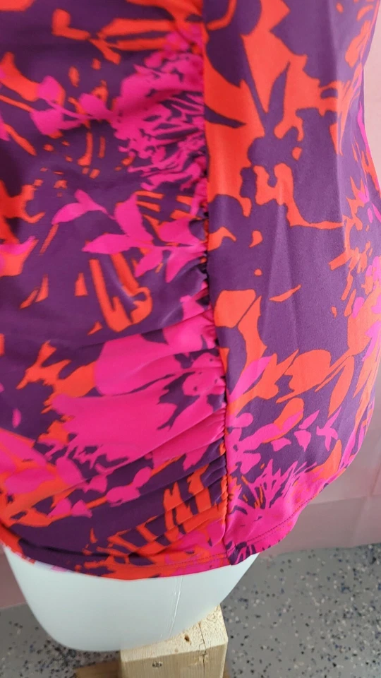 Liz Lange Maternity Side Ruched Halter Tie MulticolorTankini Top Size Large - Image 2 of 4