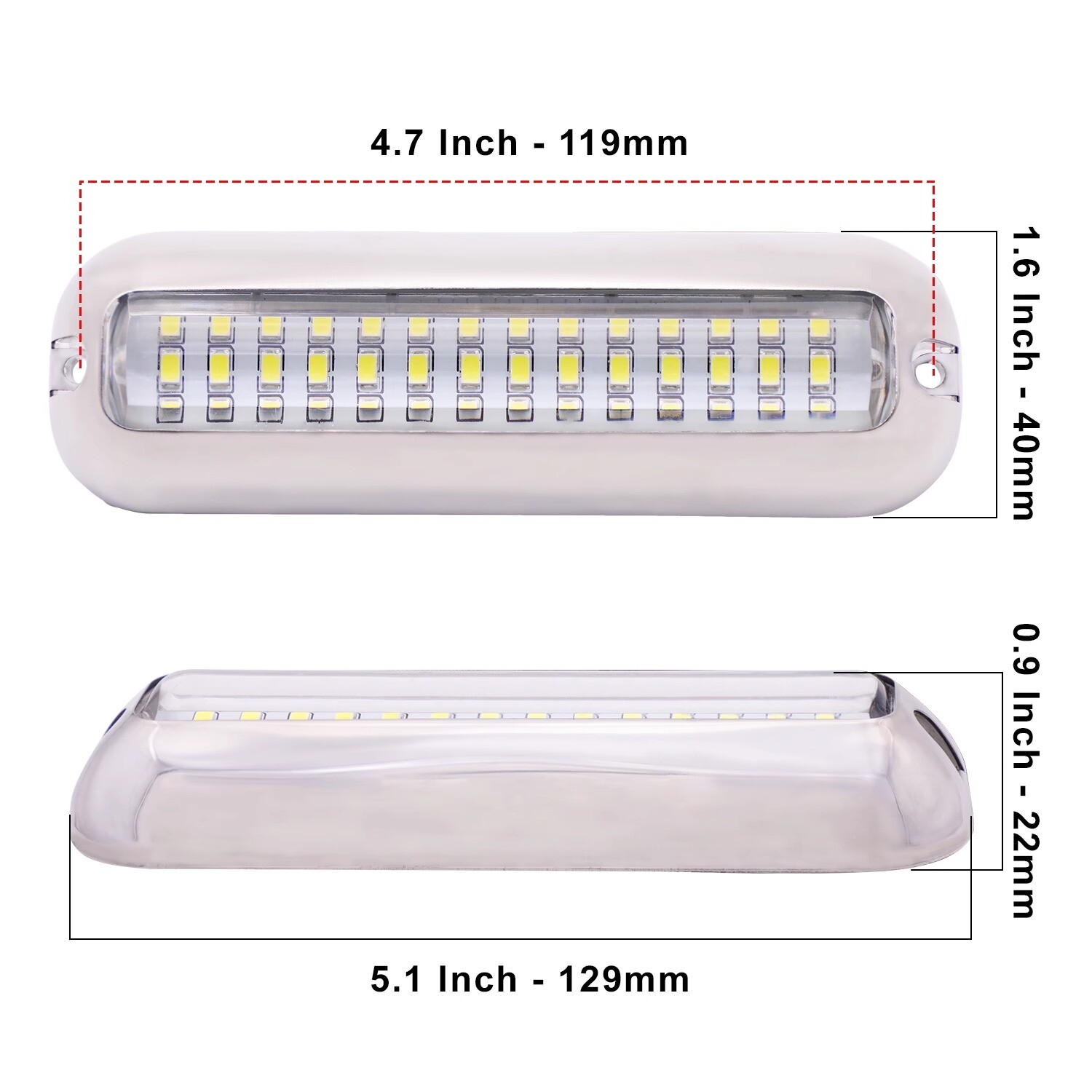Blue 27 LED Underwater Boat Transom Light – 316 Stainless Steel Marine Pontoon Deck Stern Light, IP68 Waterproof