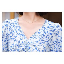 Women Short Sleeve V-neck Floral Retro Midi Dress Summer Ladies Cocktail Gown