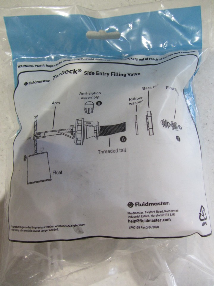 NEW Torbeck 1/2 Inch Side Entry Toilet Cistern Ballcock / Float Fill