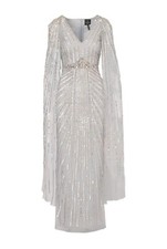 Adrianna Papell Women's Beaded Cape Gown. Glacier Blue. Size 4. Retail $379