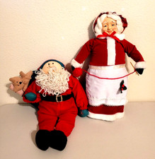 Vintage Santa Claus and Mrs. Claus Decorative Stuffed Plush Dolls 18"
