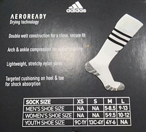 Adidas 3-Stripes Soccer socks -size L -New - 第 5/5 張圖片