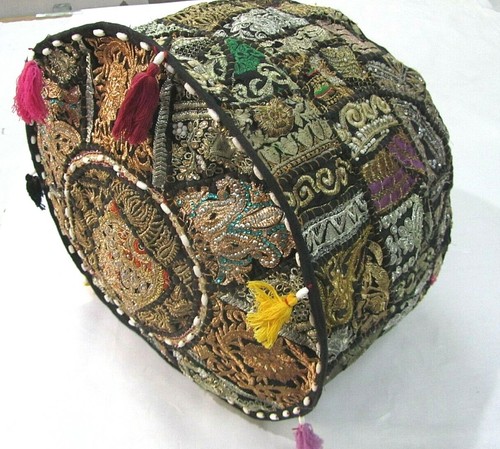 Khambadiya Floral Patchwork Round Bean Bag Pouf Ottoman Pouffe Cover Seat Stool - Picture 26 of 90