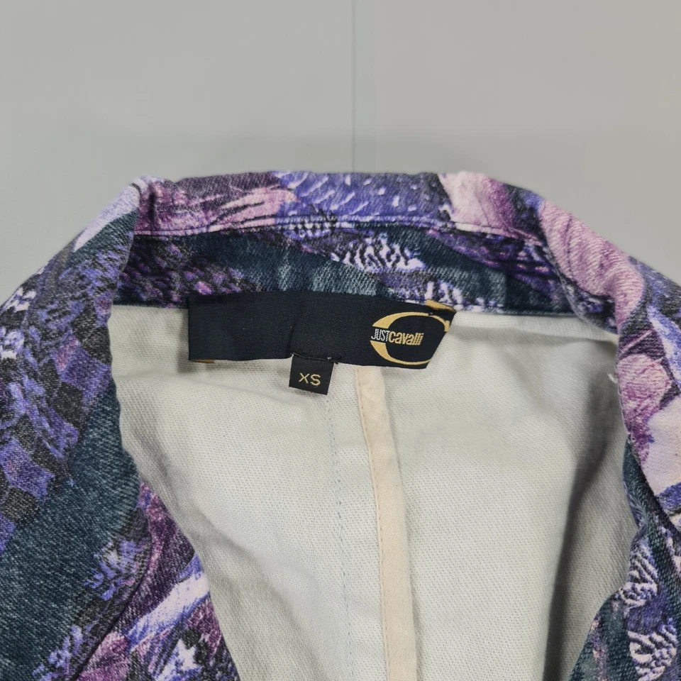 Chaqueta vaquera Just Cavalli para mujer azul púrpura XS floral elástica Foto 3 de 4