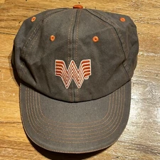 Whataburger Crew Cap Employee Hat Adjustable STRAPBACK Grey/Orange- W Logo
