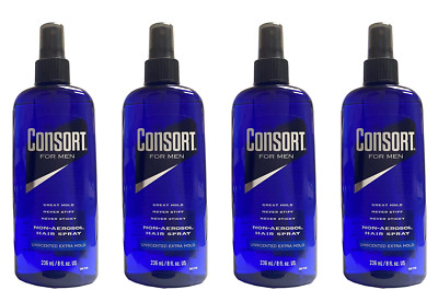 Consort Hair Spray 8 Ounce Unscented Extra Hold Pump Non-Aero (236ml) (4 Pack)