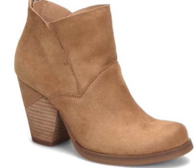 Korks Maggie Bootie Womens Tan Suede Block Heel Boots Zip Closure Size 10 NEW