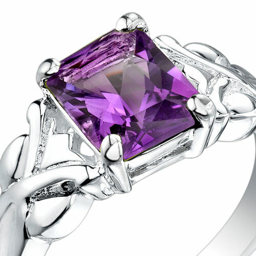 Anillo de amatista de corte radiante de plata esterlina de 2,00 quilates - Imagen 2 de 2