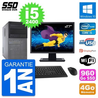 PC tour DELL 790 MT Bildschirm 27 '' Intel i5-2400 RAM 4Go SSD 960Go Windows 10