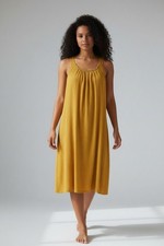 Yellow Sleeveless Midi Dress With Beaded Neckline & Back Tie Detail By Cupio XS