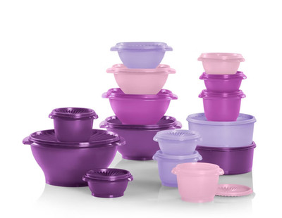 Tupperware Servalier Bowls 30 pc Set Pink Purple Shades New