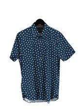 Ted Baker Men's Shirt M Blue Polkadot Cotton with Elastane Basic