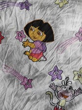 Vintage Dora the Explorer Fitted Twin Bed Sheet White Nickelodeon 2003 Nick Jr.