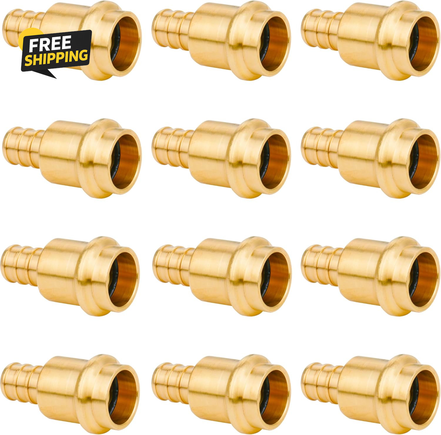 12 Pack 1/2" Press Pro Press X 1/2" PEX Adapter Crimp Fittings Brass