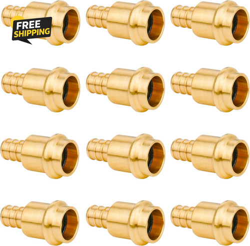 12 Pack 1/2" Press Pro Press X 1/2" PEX Adapter Crimp Fittings Brass