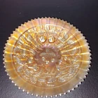 Carnival Glass Bowl Cherries, Fruit,  Marigold Ruffled 8 Inch