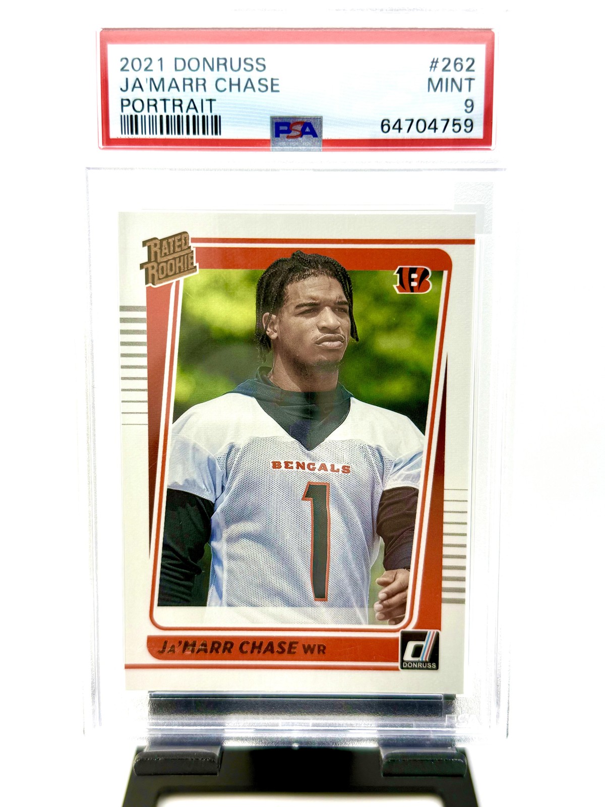 2021 Donruss - Rated Rookies Portrait #262 Ja'Marr Chase PSA 9