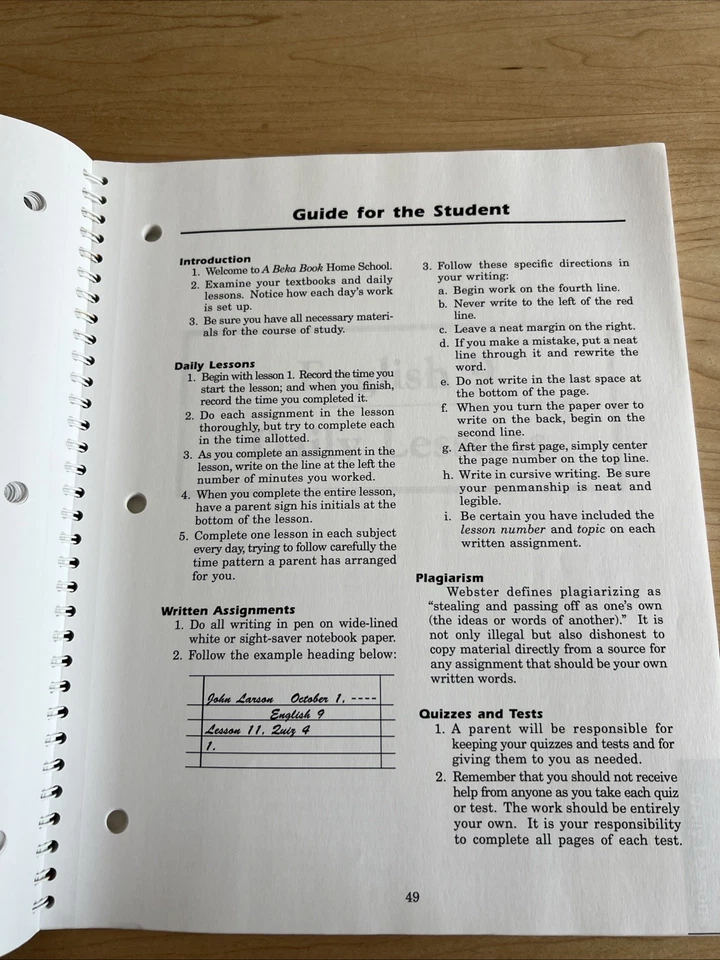 A Beka 9th Grade English Parent Guide/Student Daily Lessons LiteratureTeach Key - Image 3 of 4