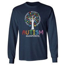 Love Support Accept Tree - Autism Awareness Support Long Sleeve Tshirt