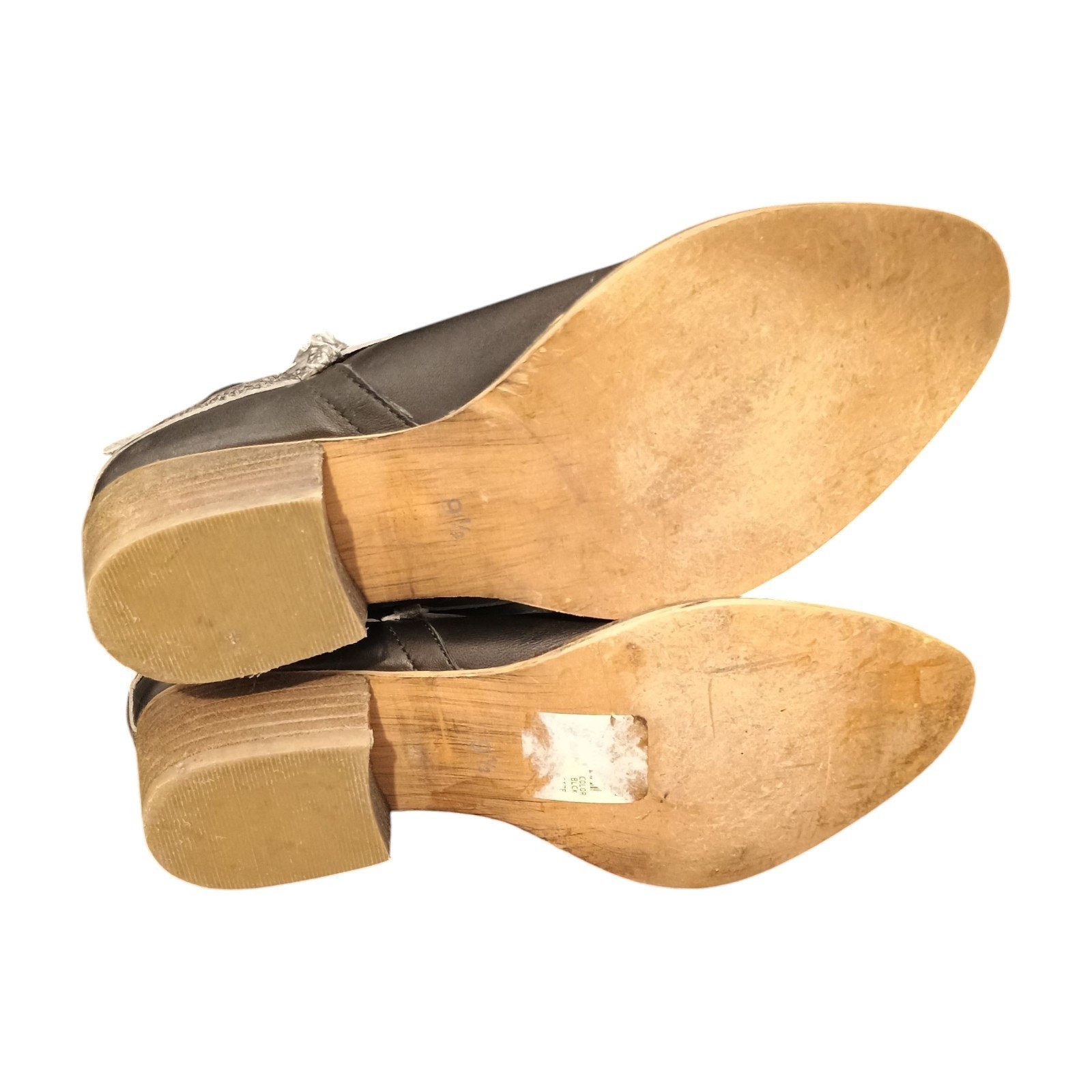 Diba Women's True Leather Sly Fox Pull On Bootie Black & Gray Straps Size 9.5M 