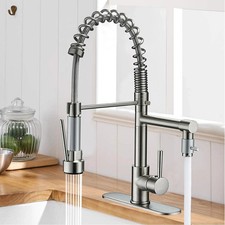 Kitchen Sink Faucet Stainless steel Single Handle Pull Down Sprayer Swivel Mixer