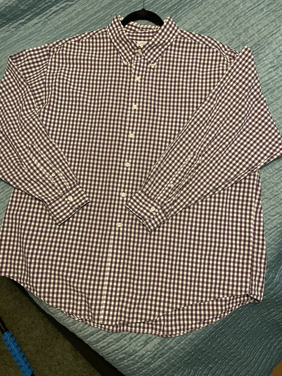 Brooks Brothers 346 Men's XXL Purple White Plaid Long Sleeve