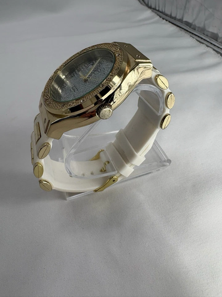 Reloj Techno Pave Oro Blanco Joyas WR 7758 Moda Banda Silicona Foto 2 de 4