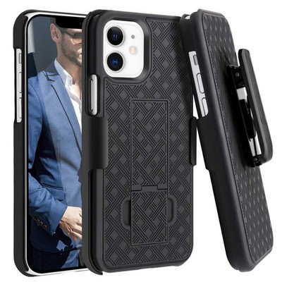 Fingic Compatible with iPhone 12 Case,iPhone 12 Pro Holster Case Combo Black 