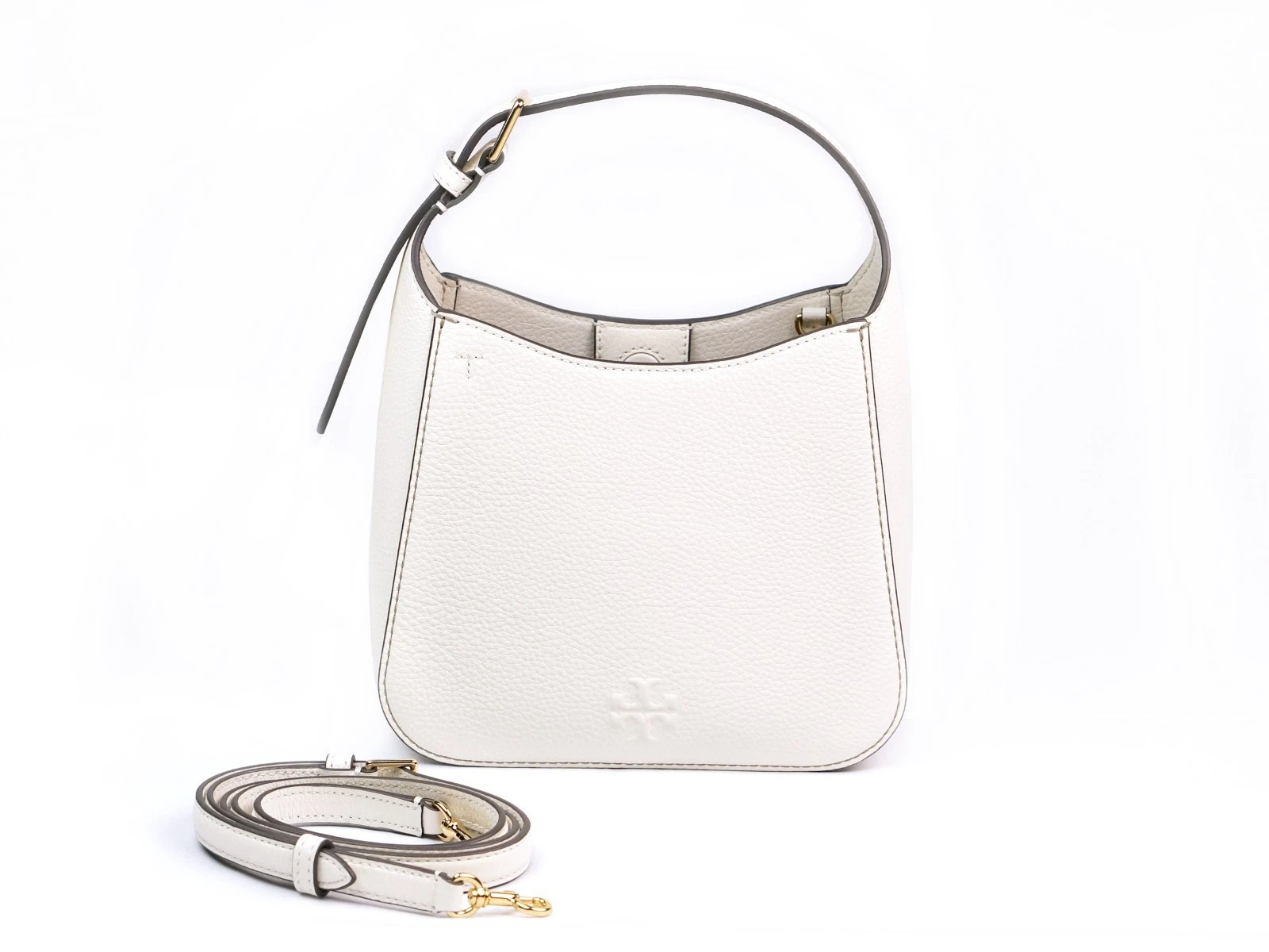 Nuova borsa a secchiello piccola Tory Burch THEA in pelle avorio borsa a tracolla 144690 $358