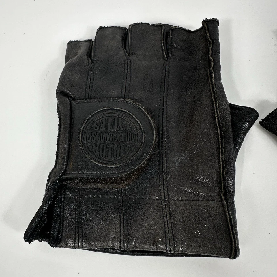 Guantes de motocicleta Harley-Davidson de cuero sin dedos para hombre medianos de gel palma motociclista Foto 3 de 4