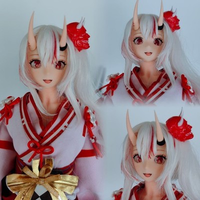 1:6 Anime cute cow horn girl Head Sculpt Fit 12'' Female PH UD LD Action Figure