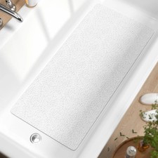 Non-Slip Shower Mat Without Suction Cups, 15.7x36" PVC Loofah Bathroom Mat,