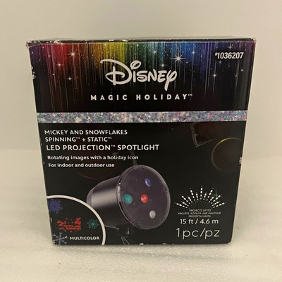 Disney Magic Holiday Mickey Snowflakes Multicolor LED Projection Spotlight Stake