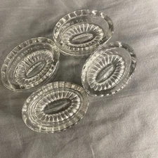 4 Vintage Cut Clear Glass Open Salt Cellars Salters