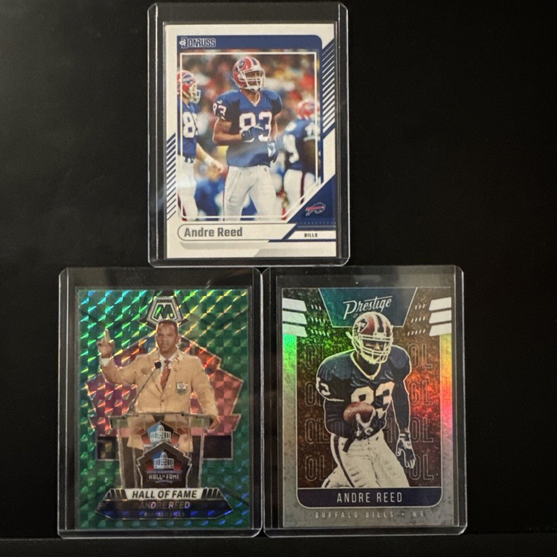 🔥Andre Reed 3 Card Lot. Green Holo, Holo, Base. Bills🔥