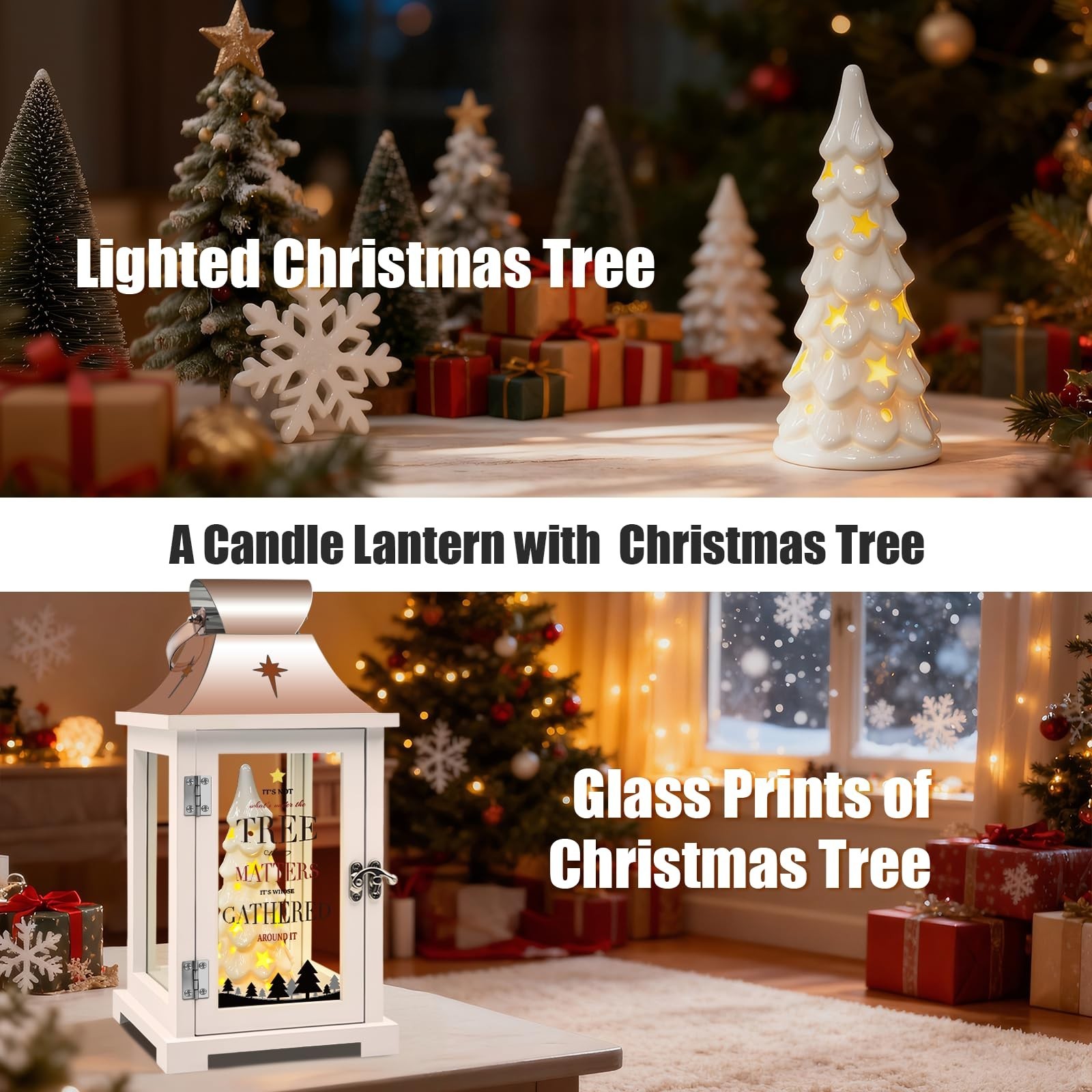 Ceramic Christmas Tree That Light up for Table Centerpieces, 15.1" Tall Lante...