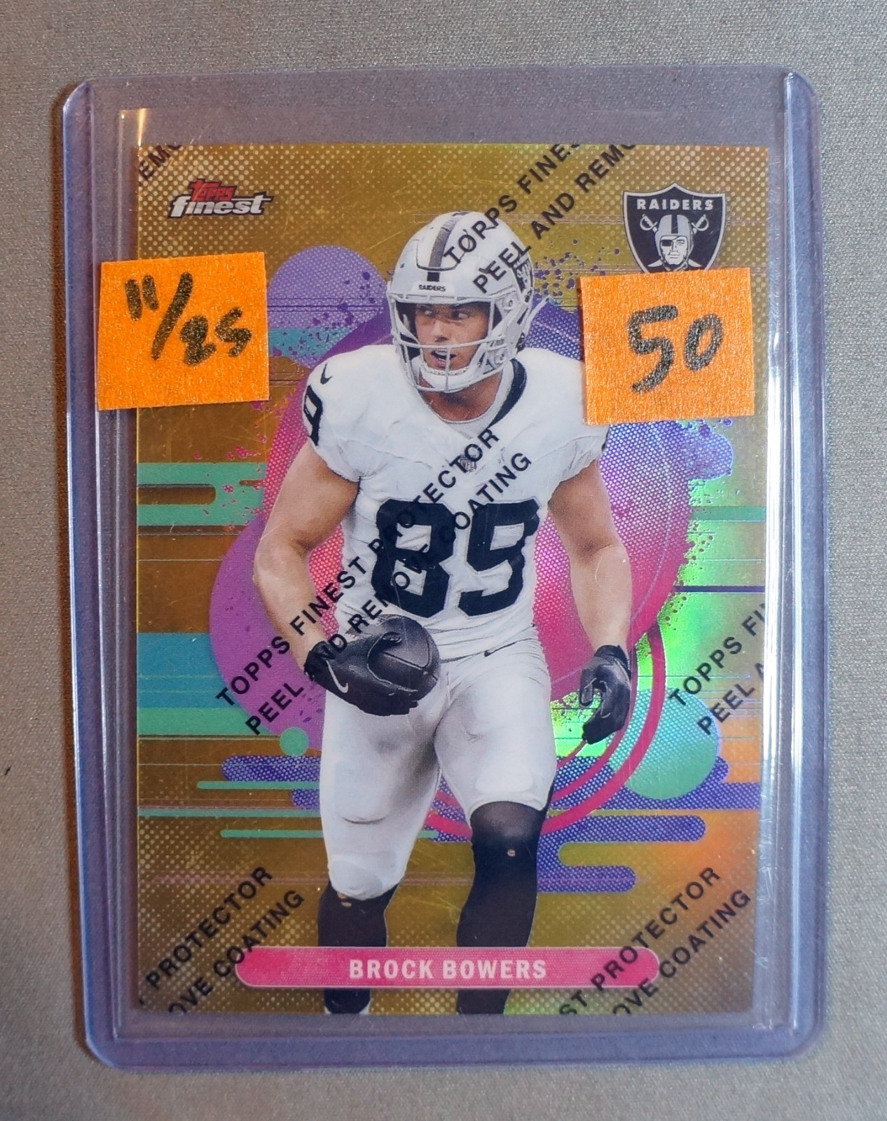 Brock Bowers 2025 Topps Finest #182 Uncommon Gold Prizm 11/25 Las Vegas Raiders