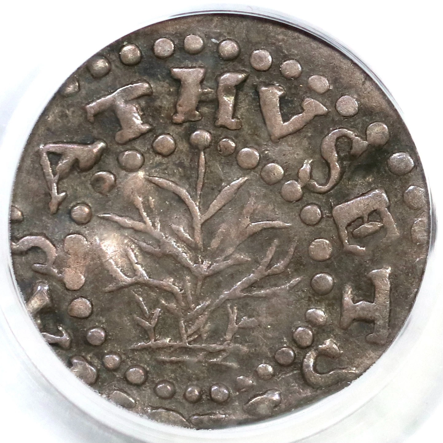1662 N-30 R-4 PCGS XF 45 Oak Tree Twopence Massachusetts Silver